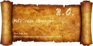 Mánya Oberon névjegykártya